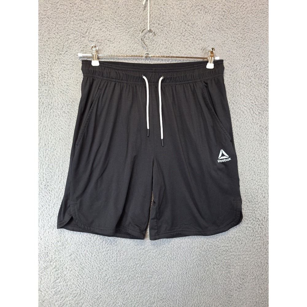 Reebok Shorts Mens Medium Black Legacy Core Performance Stretch Drawstring Waist